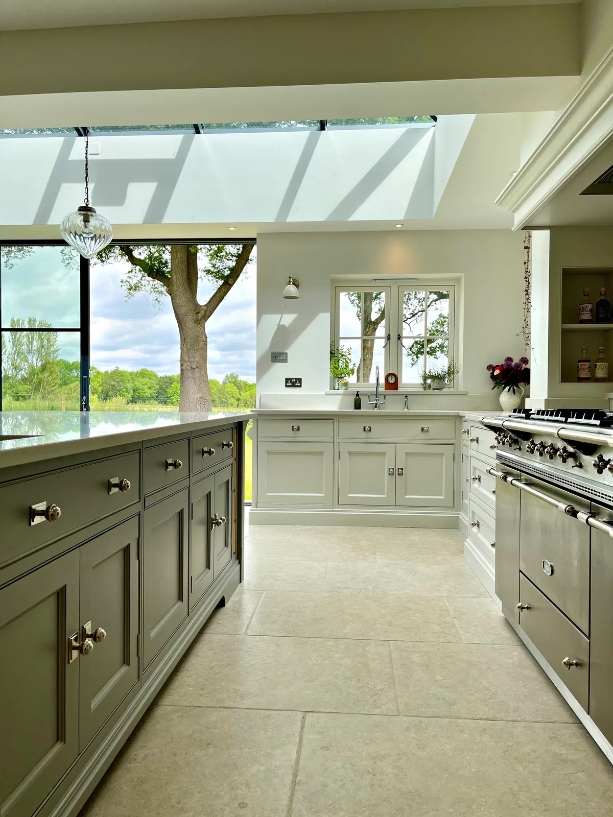 Open plan Wrens Hill kitchen under a roof lantern